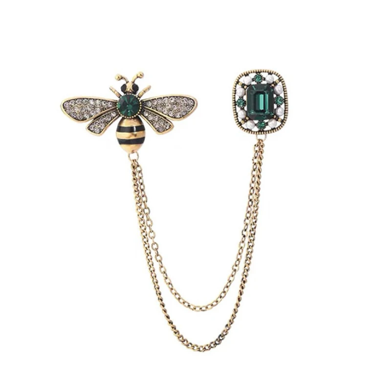 

Rerto Bee Crystal Brooches for Women Enamel Rhinestone Animal Tassel Lapel Pins Men's Suit Collar Pin Badge Accessories