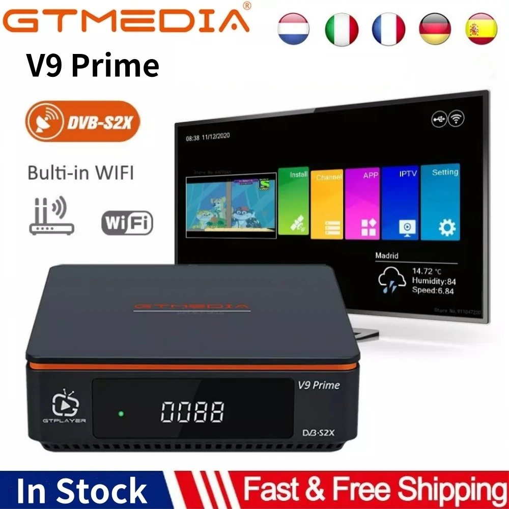 GTMEDIA V9Prime Satellitenempfänger 1080P MARS/ECAM TV Box, DVB-S/S2/S2X HEVC Main10, AVS+BISS Auto