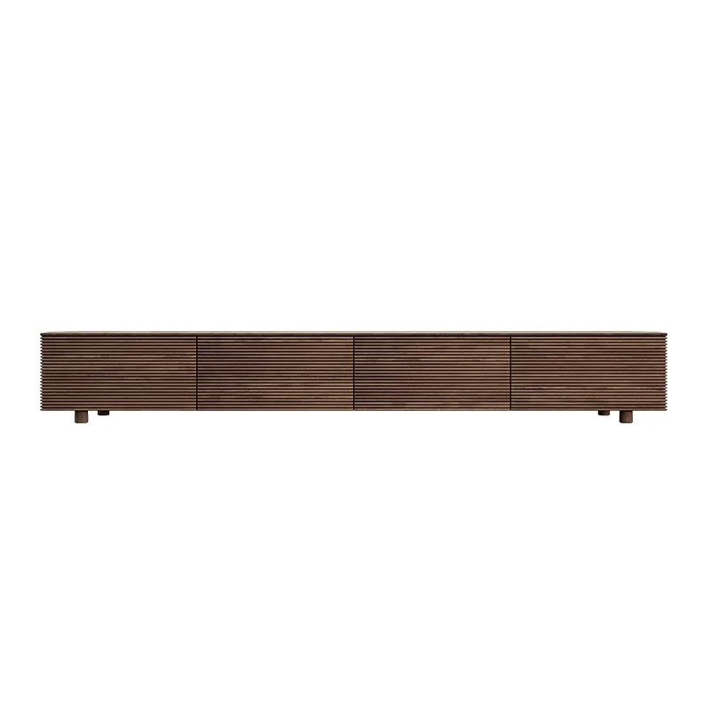Mueble de TV Moderno para Sala de Estar, Mueble de Almacenamiento de Lujo Accesible, Base de Madera Sólida de Nogal Negro, Estilo Escandinavo