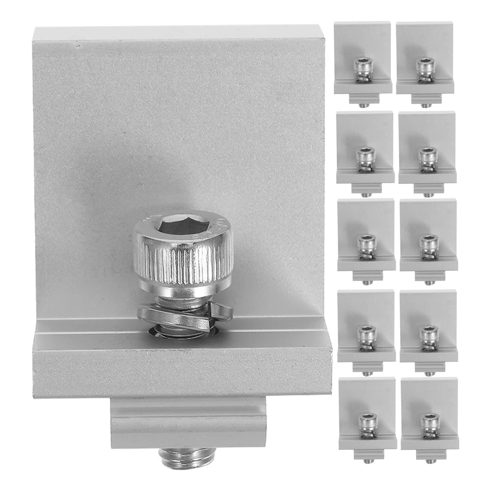 

12pcs Panel End Clamps Aluminum Alloy Durable Mounting Bracket M8X25 Weather Resistant Panel Clamps Solar Module Fixing Hardware