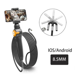 Câmera de inspeção do carro com LED, endoscópio industrial rotativo de 360 graus, Pipeline industrial, adequado para iOS, Android