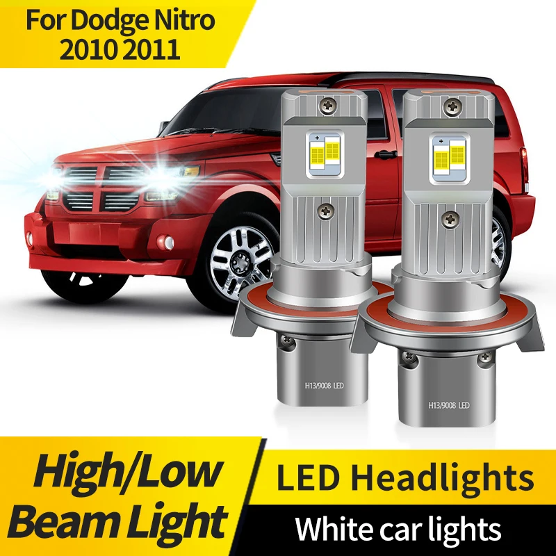 2 قطعة Led المصباح للسيارات 9008 H13 ل دودج نيترو 2010 2011 LED المصباح البسيطة 1:1 حجم 6000 كيلو الأبيض LED مصباح H13 مرحبا/لو شعاع #1