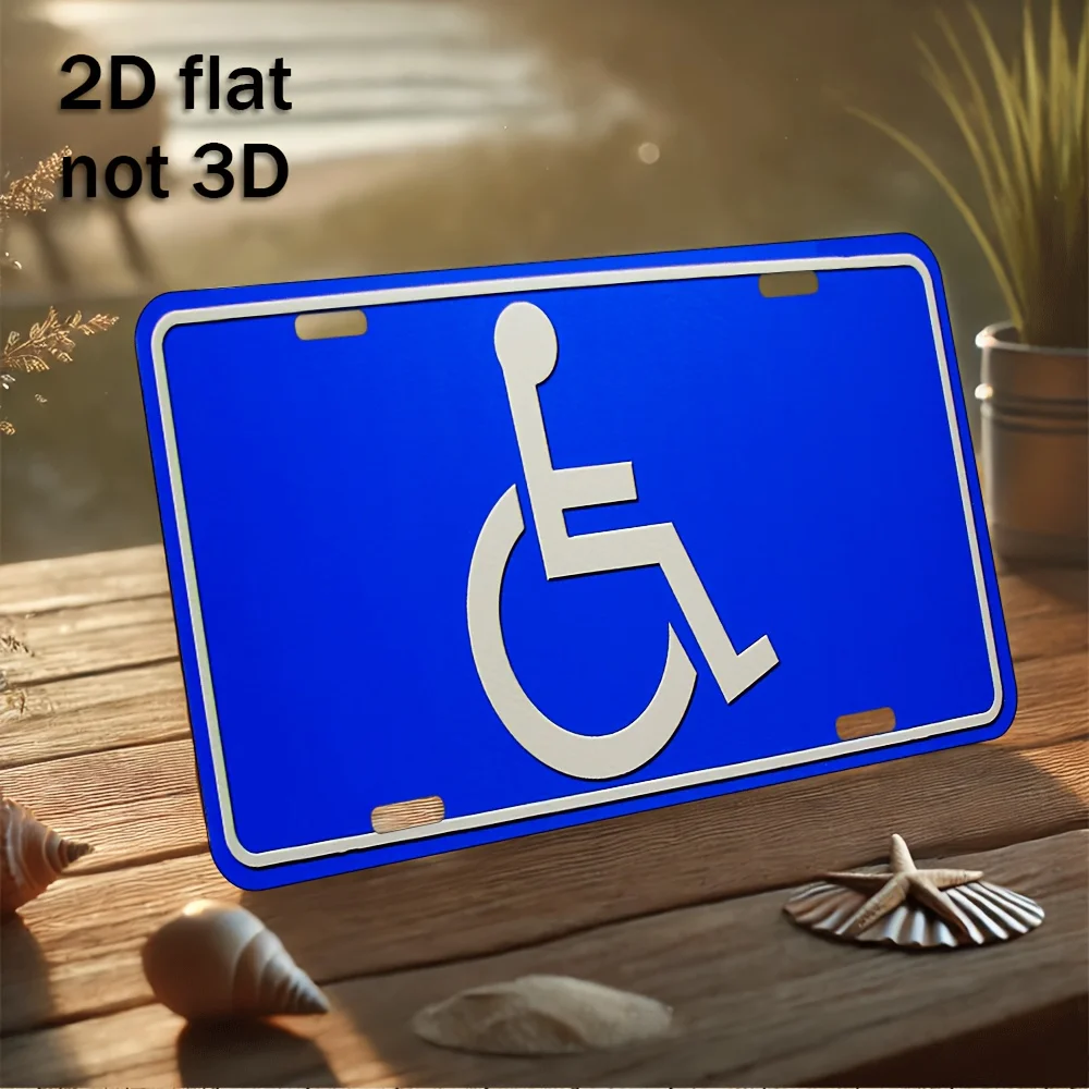 2D Flat, 1pc 12X6 Inch Retro Metal Aluminum Sign - 2D Flat Wall Decoration Sign with Disabled Person Logo, No Batteries Required