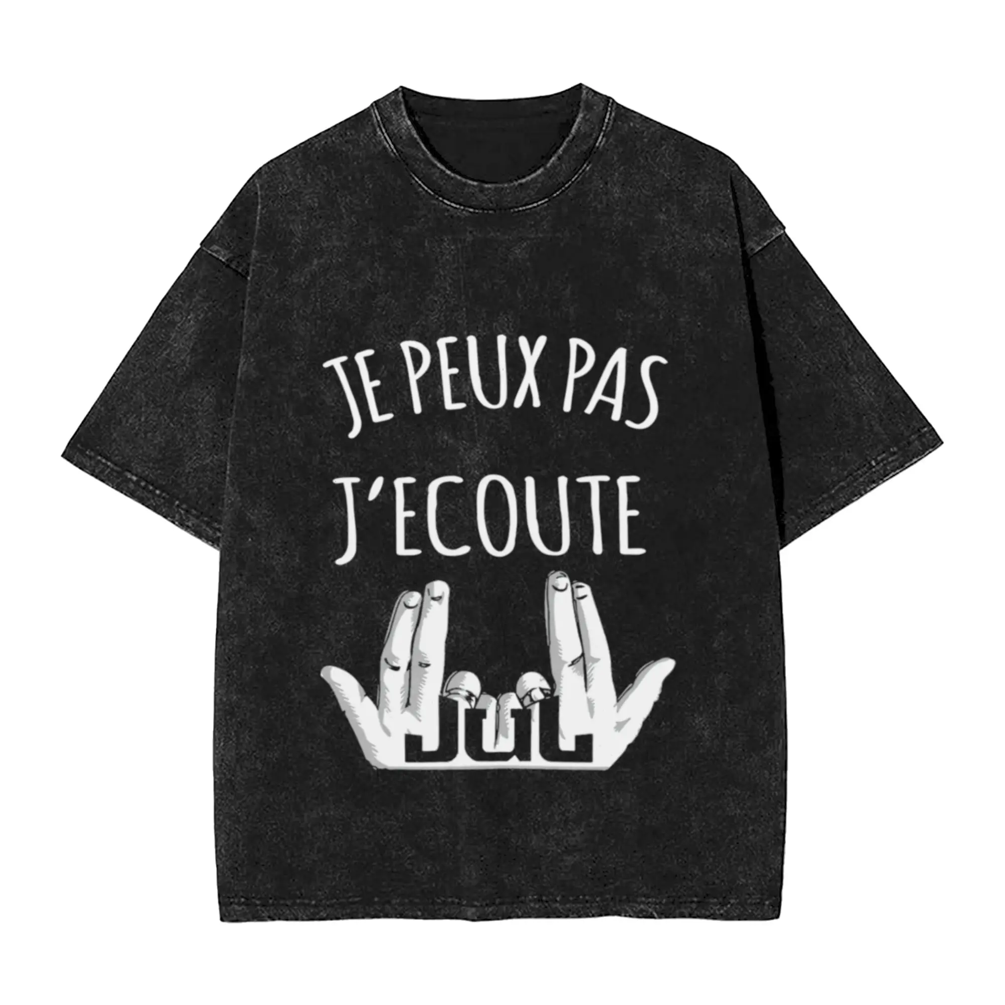 I can t  I m listening to JUL Unique Cool A Washed T Shirt Men's Women's Oversized Cotton Tees Tops