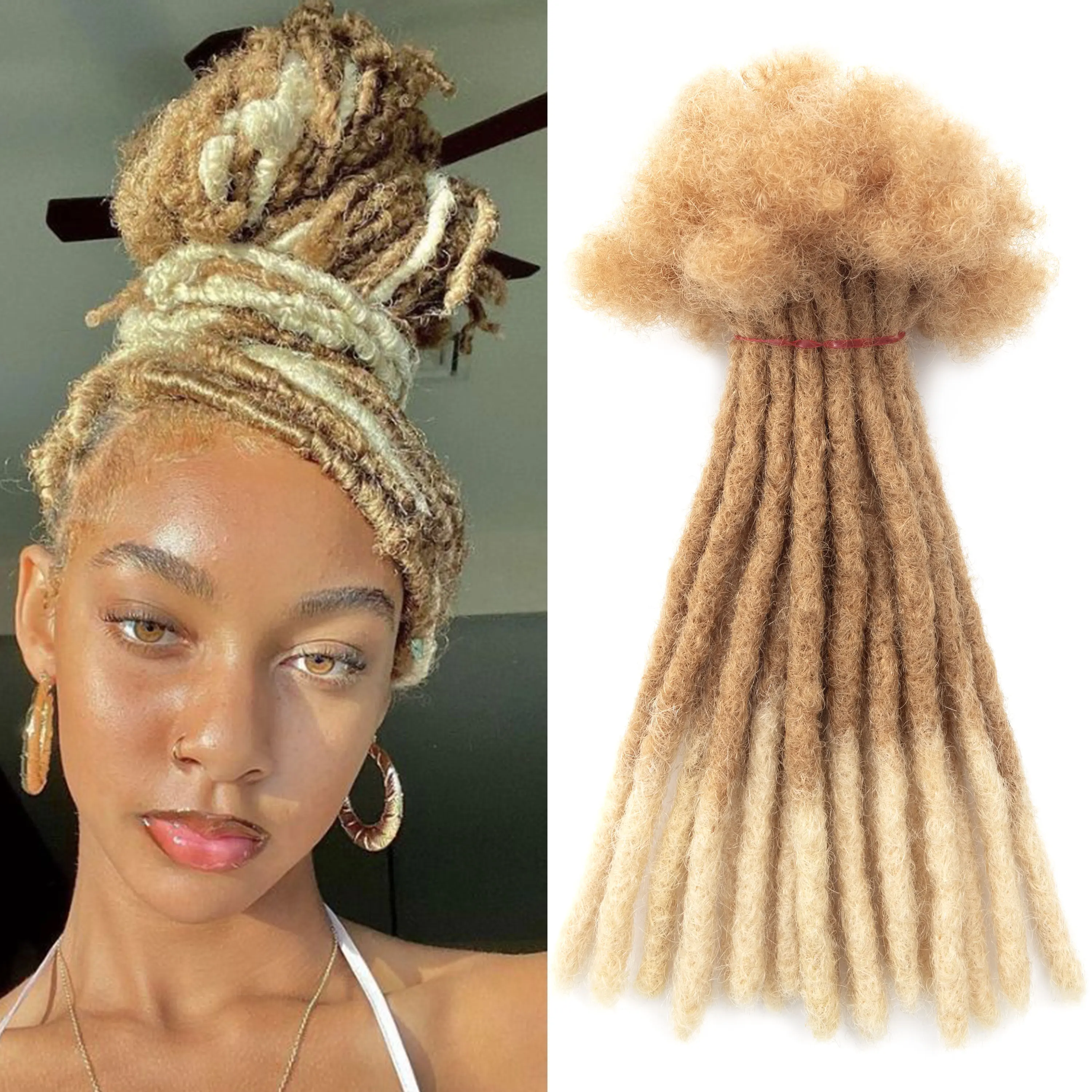 20 فروع/حزمة 0.6 سنتيمتر سمك تلميح شقراء 100% شعر بشري حقيقي الرهبة قفل ملحقات كامل اليدوية تمديد دائم حزم