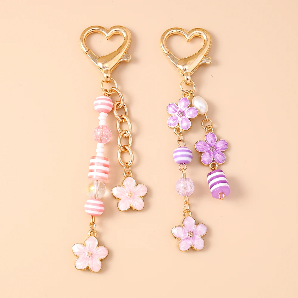 

Pretty Enamel Flower Keychain Women Girls Key Ring Pendants for Handbag Decor Handmade Key Chain Jewelry Gifts