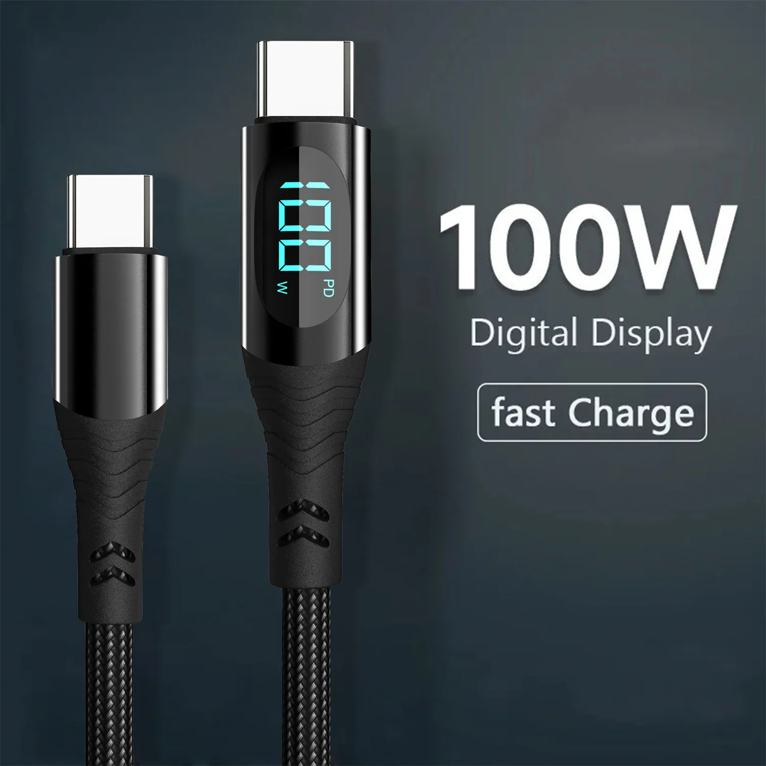 7A 100W Cable Digital Display PD Fast Charging USB Type C to Type C Data Cord For iPhone 15 Pro Max Macbook iPad Xiaomi 14 POCO