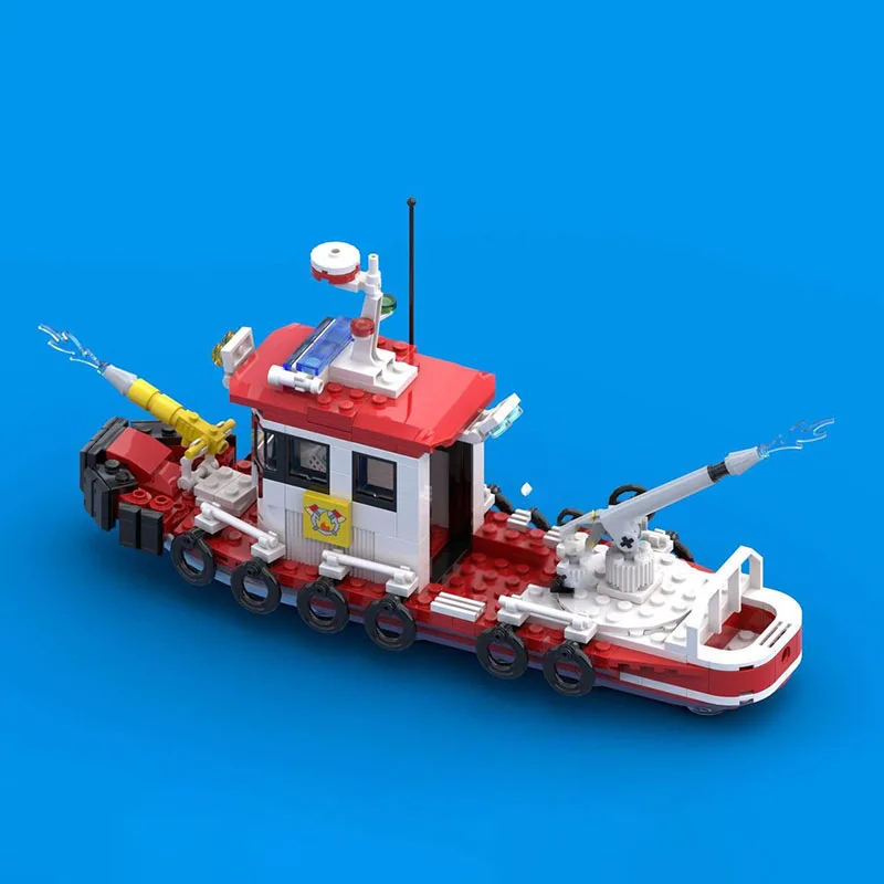 قارب إطفاء كلاسيكي وحدات من Moc لبنات البناء (رقم السفينة. 4) كتل تكنولوجيا النموذج لعيد الميلاد DIY لعبة البناء هدايا العيد #3