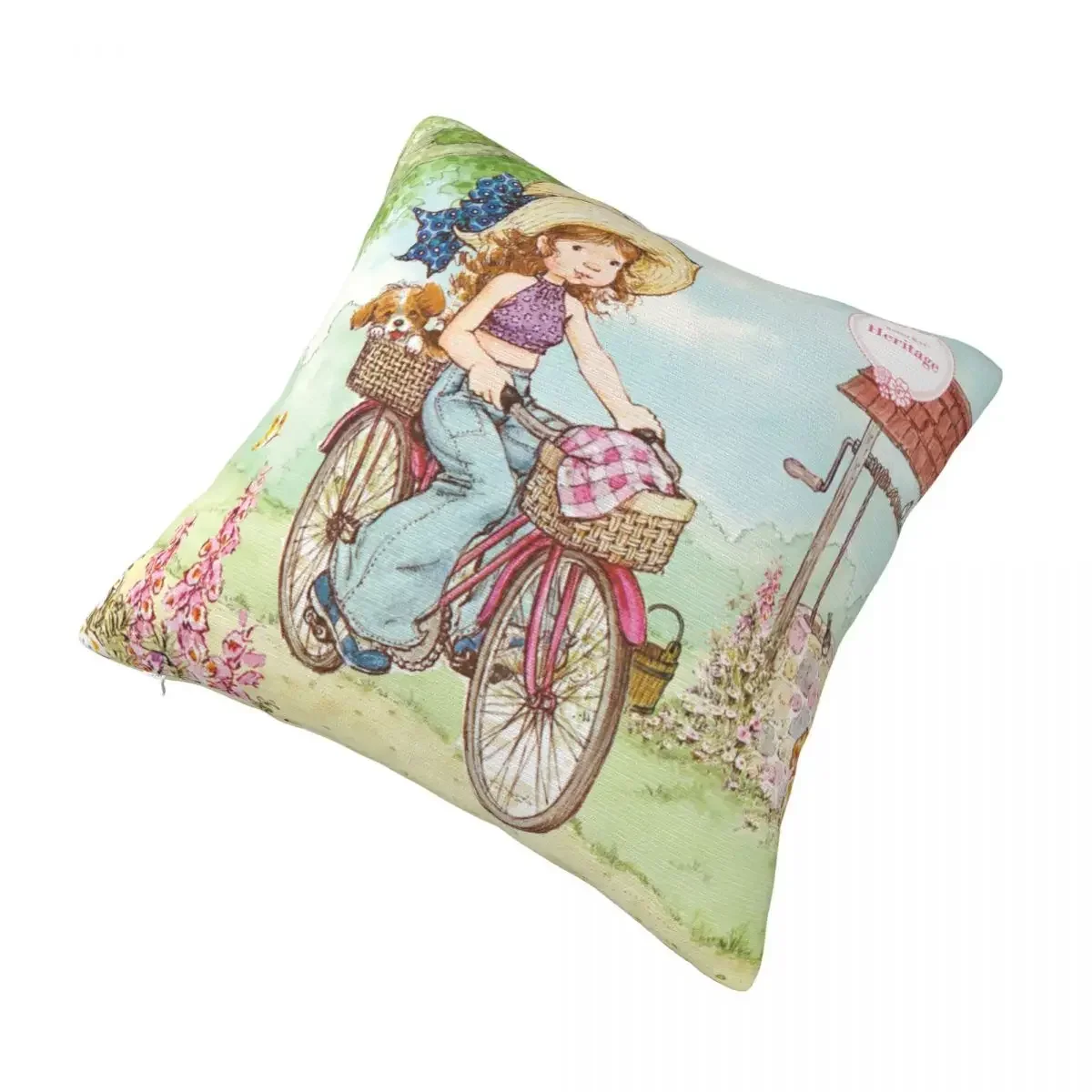 Cute Sarah Kay Girl Pillowcase Accessories Printing Fabric Cushion Cover Decoration Cartoon Country Life Pillow Cover Multi-Size