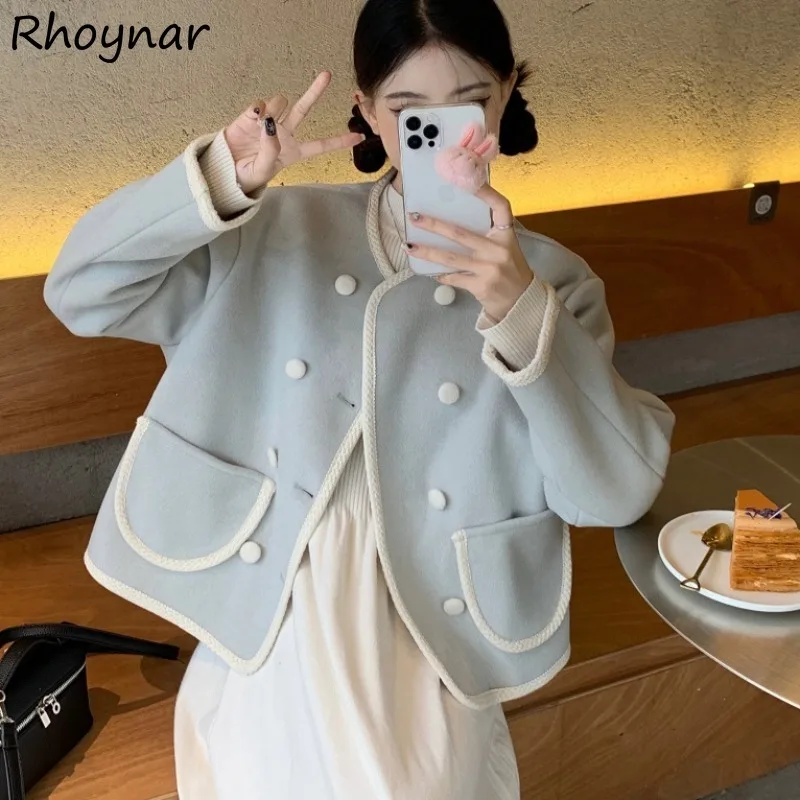 

Jackets Women Autumn Elegant Girls Loose Fit Corp Coats All-match Leisure Button Pockets Design French Style Streetwear Youthful