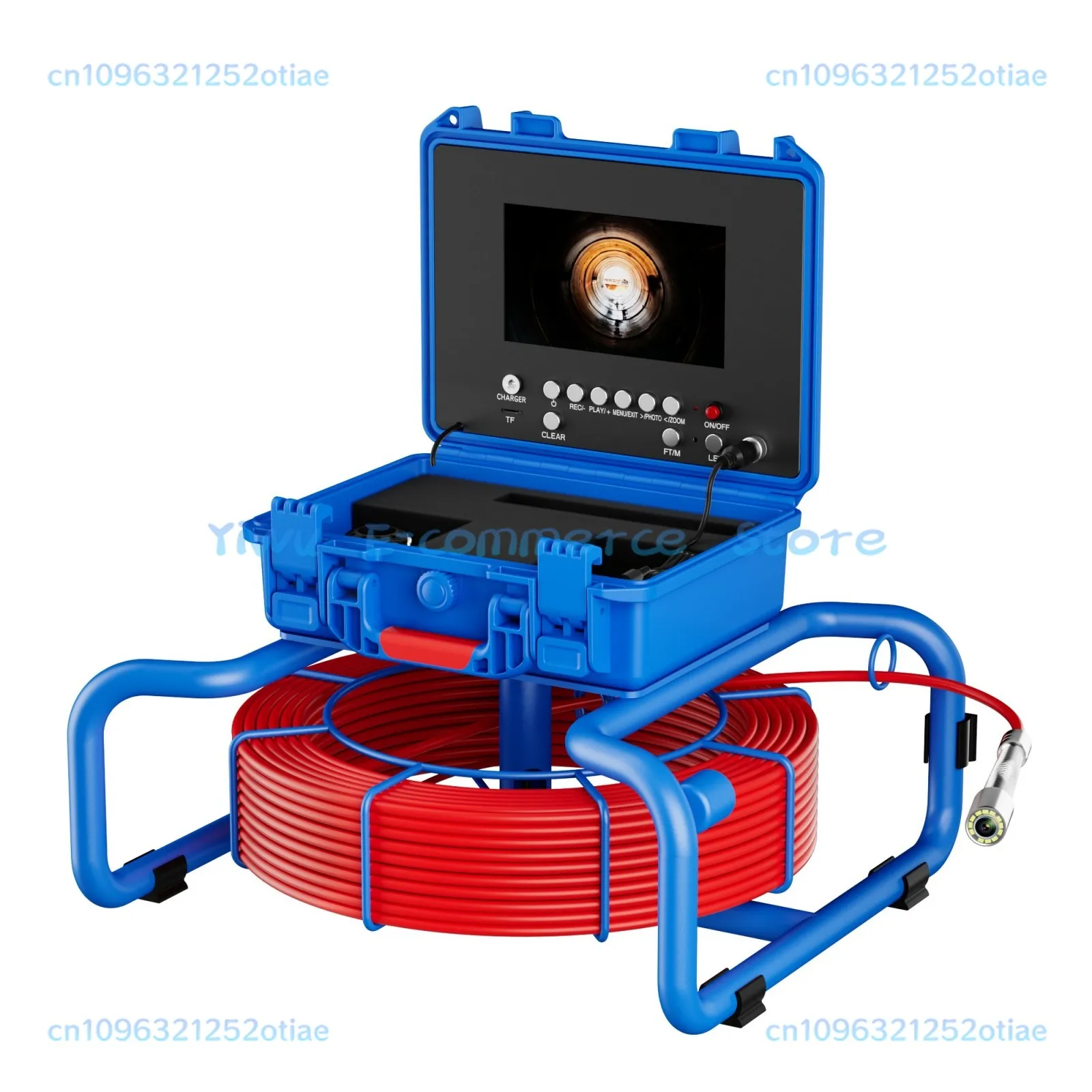 

7mm 40M Cable Waterproof Sewer Pipe Inspection Camera With Meter Counter And Self-Leveling 512HZ Transmitter DVR 7 Inch