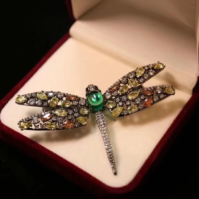 

Dragonfly Brooch Vintage Style For Women Fine Jewelry 925Sterling Silver With Cubic Zircon Free Shipping