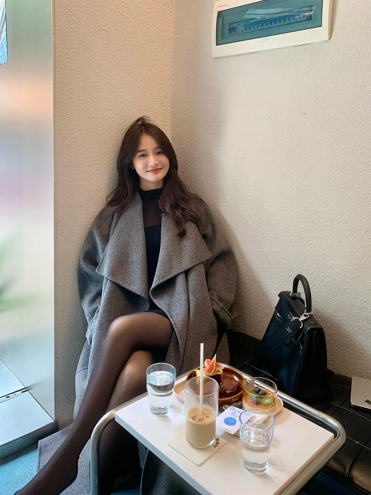 

Santorini Double-Faced Australian Wool Long Coat Lazy Collar Korean Drama Main Character Sle Women's Faion Winter Outerwear