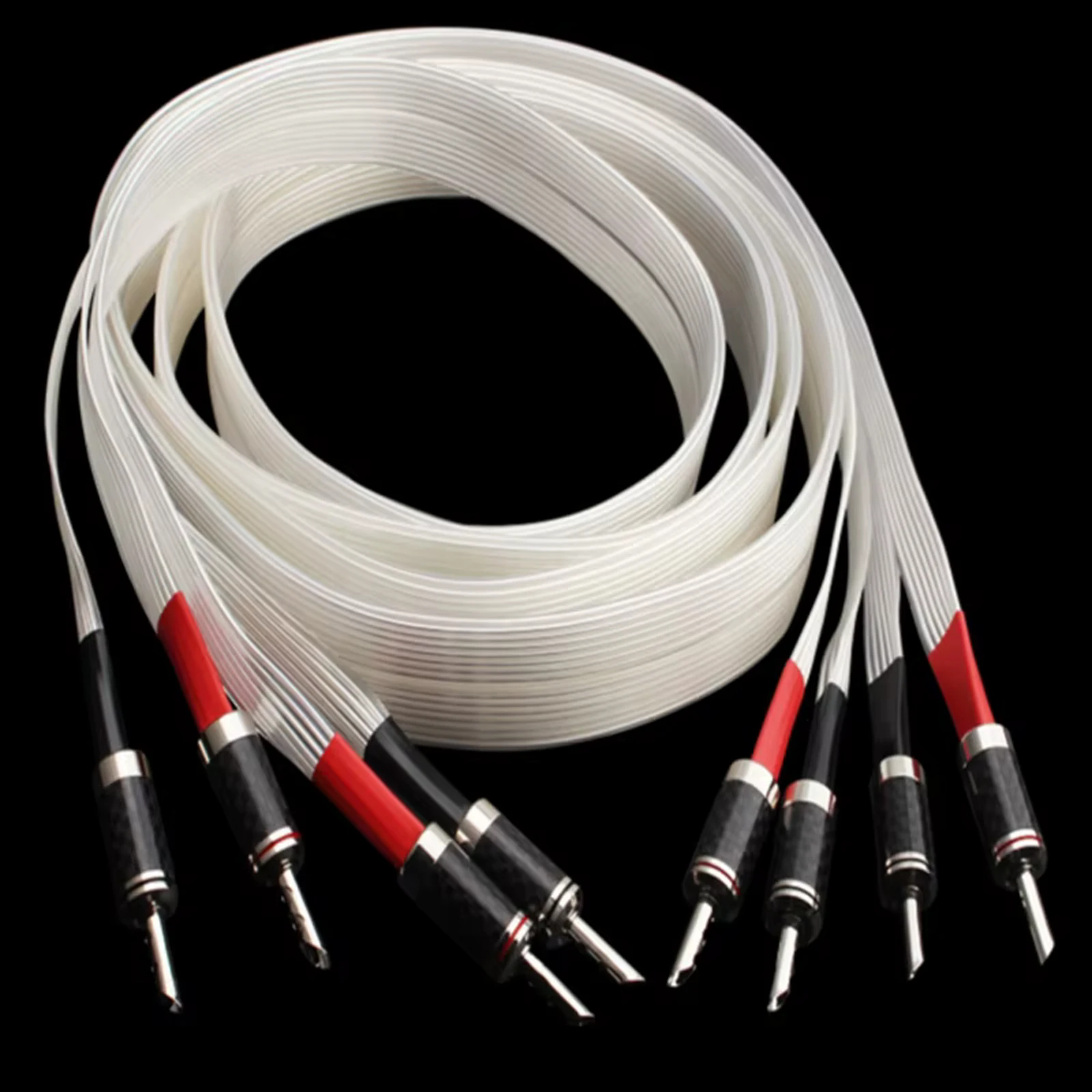 

HiFi Audio Speaker Cable OCC Silver Plated White Draws Loudspeaker Wires with Carbon Fiber Housing Banana Plug