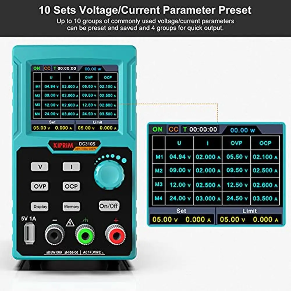 Fuente de alimentación CC programable, 0-30 V, 0-10 A, 110V, entrada de alta precisión, pantalla de 4 dígitos, puertos USB, sobretensión, sobrecorriente, sobrecalentamiento