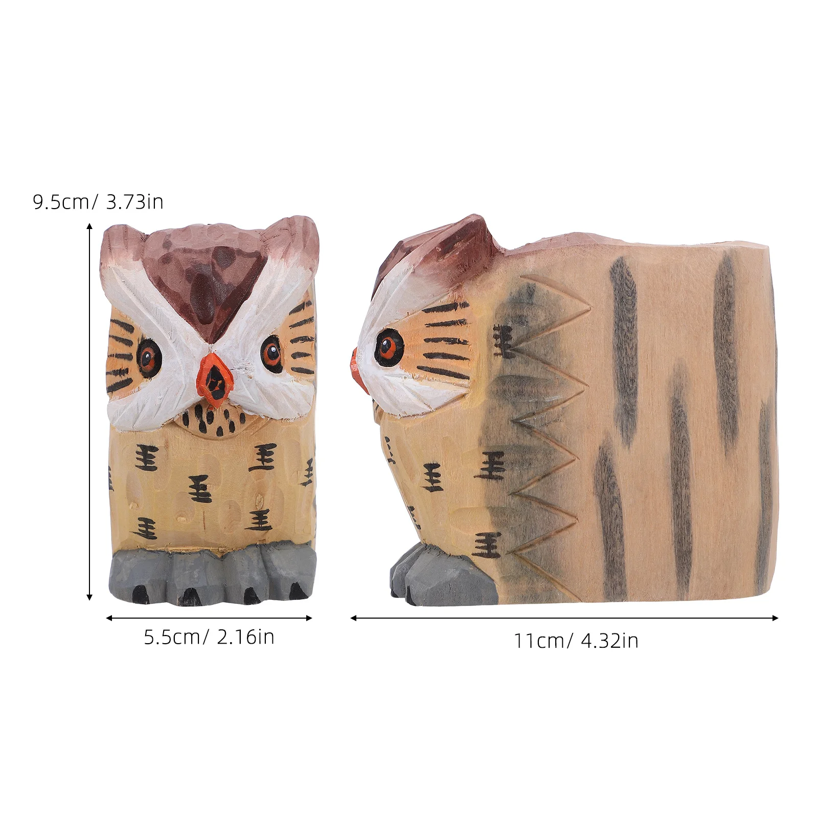 حامل أقلام على شكل بومة خشبية مصنوع يدويًا - منظم مكتب فريد من نوعه للقرطاسية - تخزين فعال لسطح المكتب بملمس طبيعي -