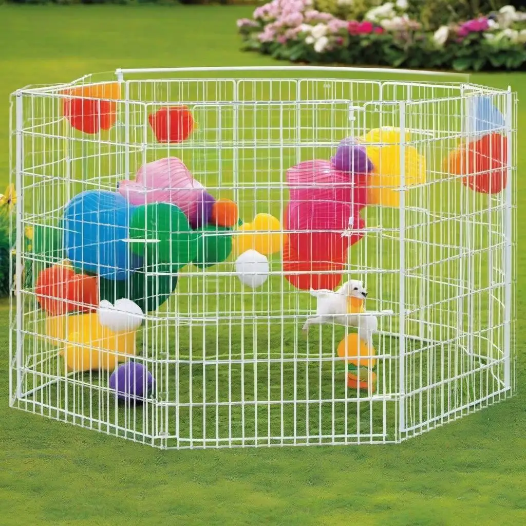 8-Panel Free Range Animal Enclosure - Galvanized Iron, 21.3x31.5in Pet Safe Playpen