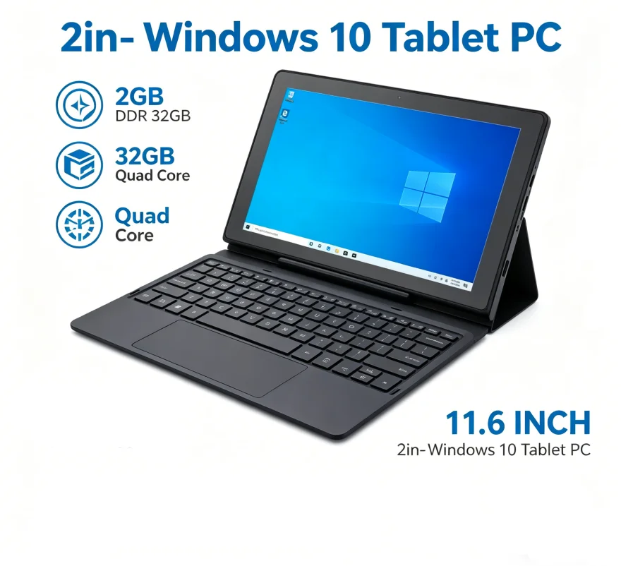 11.6 INCH Q1 Windows 10 Tablet PC 2GB RAM 32GB RCA9213 Quad Core X5-Z3735F 1366 X 768 IPS HDMI-Compatible Dual Camera USB 3.0