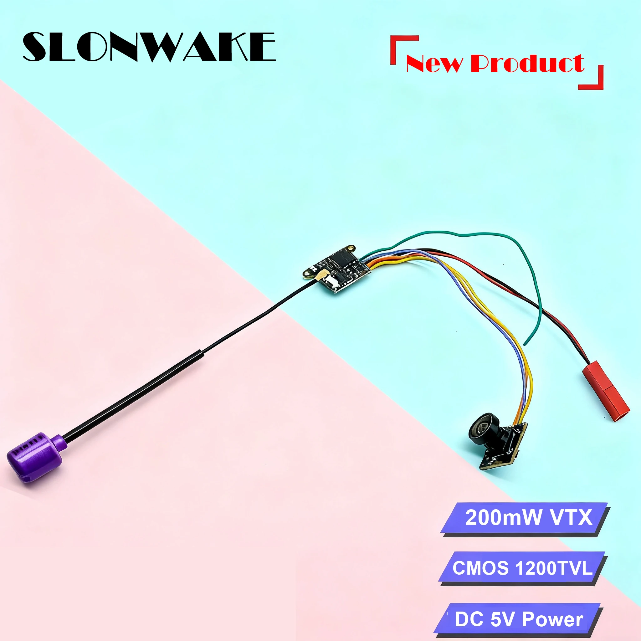 

SLONWAKE 5.8G 48CH 200mW Adjustable VTX Video Transmitter and mini fpv camera cmos 1200TVL support tbs for Racing Micro Drones
