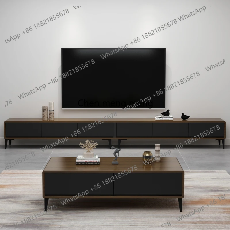 Nordic Style Extra Long Solid Wood TV Stand Table Modern Minimalist Design Walnut Small Space Living Room Furniture