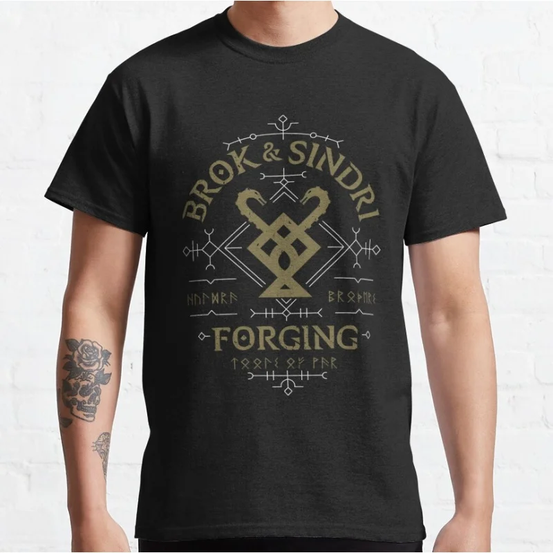 

God Of War Brok Sindri Forging Viking Gift t shirt Norse Mythology Valhalla Graphic clothes 100% cotton print tee All size tops
