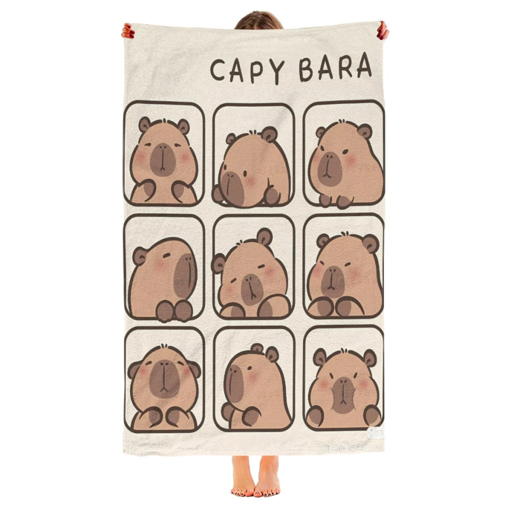 

Capybara Beach Towel Poncho Bathing Towels Cover-ups Quick Dry Sand Free Yoga Spa Gym Pool