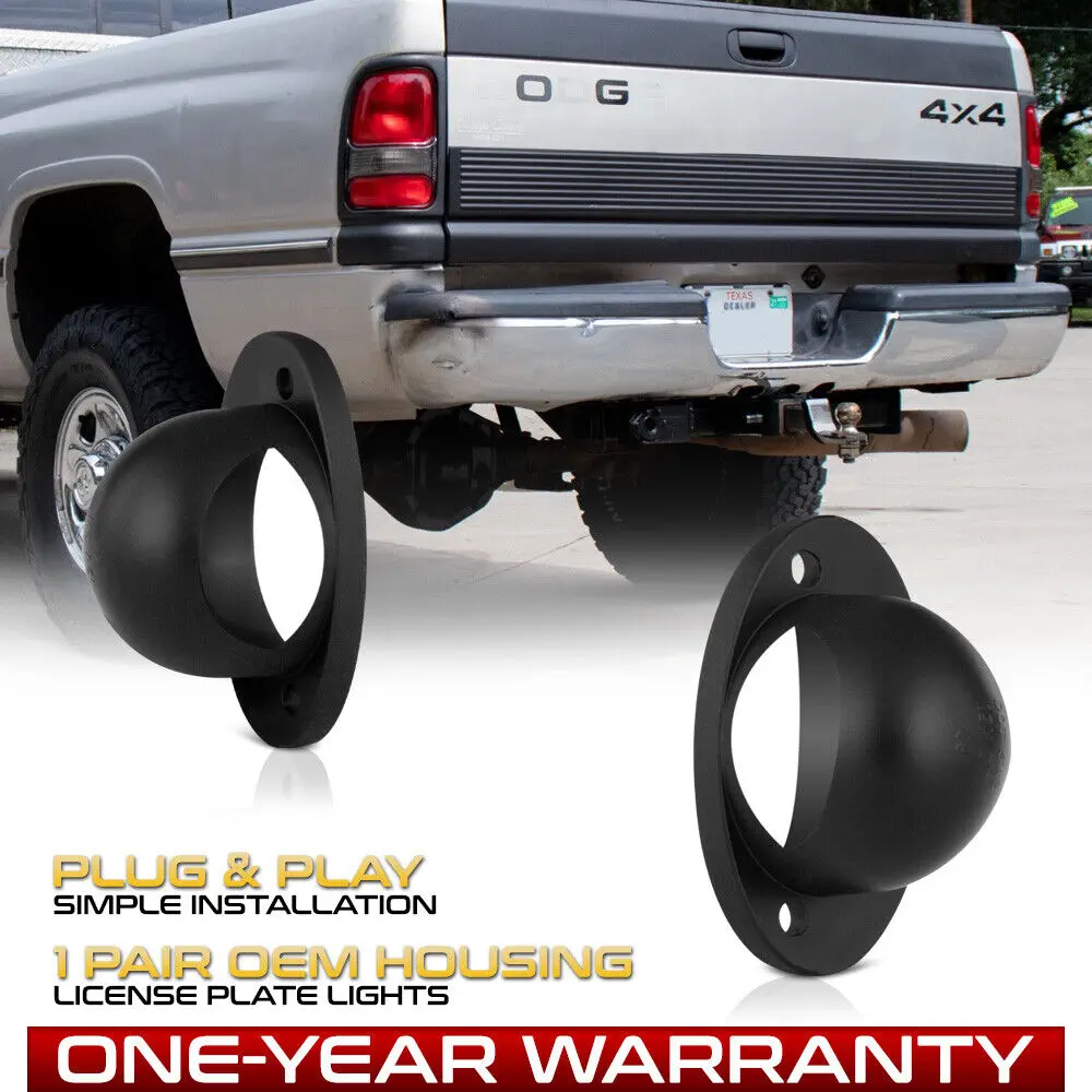 

For 94-01 Dodge RAM BLACK LENS OE-Style License Plate Light Rear Bumper Tag Lamp