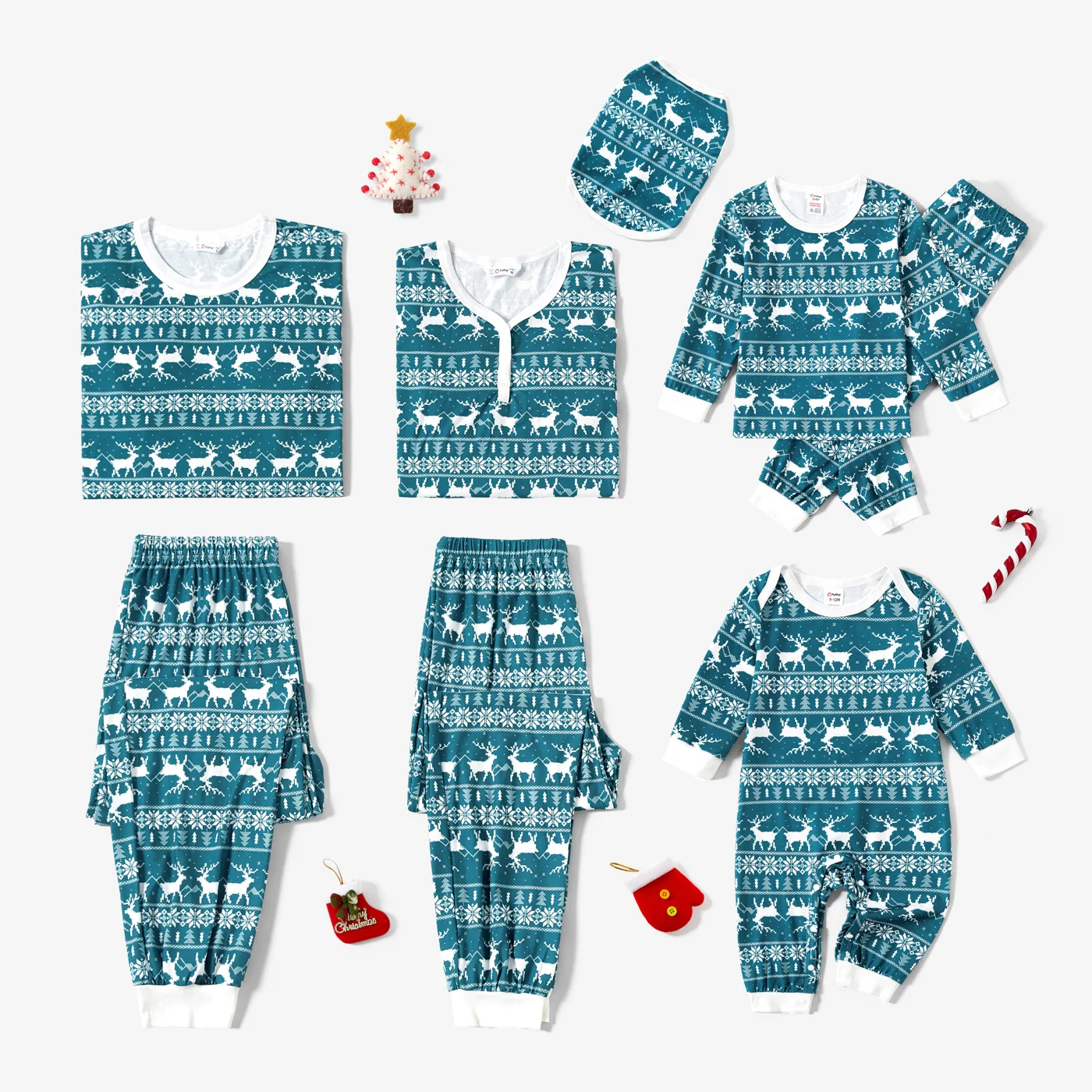 

PatPat Christmas Reindeer and Snowflake Allover Print Family Matching Pajamas Sets (Flame Resistant)