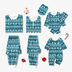 PatPat Christmas Reindeer and Snowflake Allover Print Family Matching Pajamas Sets (Flame Resistant)