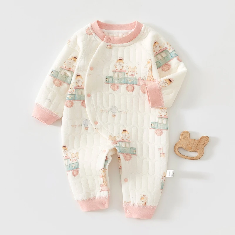 Unisex Baby Soft Cotton Romper for Autumn&Winter Newborn Cute Bear Prints Long-Sleeve Onesies Boys&Girls Warm Outdoor Jumpsuit