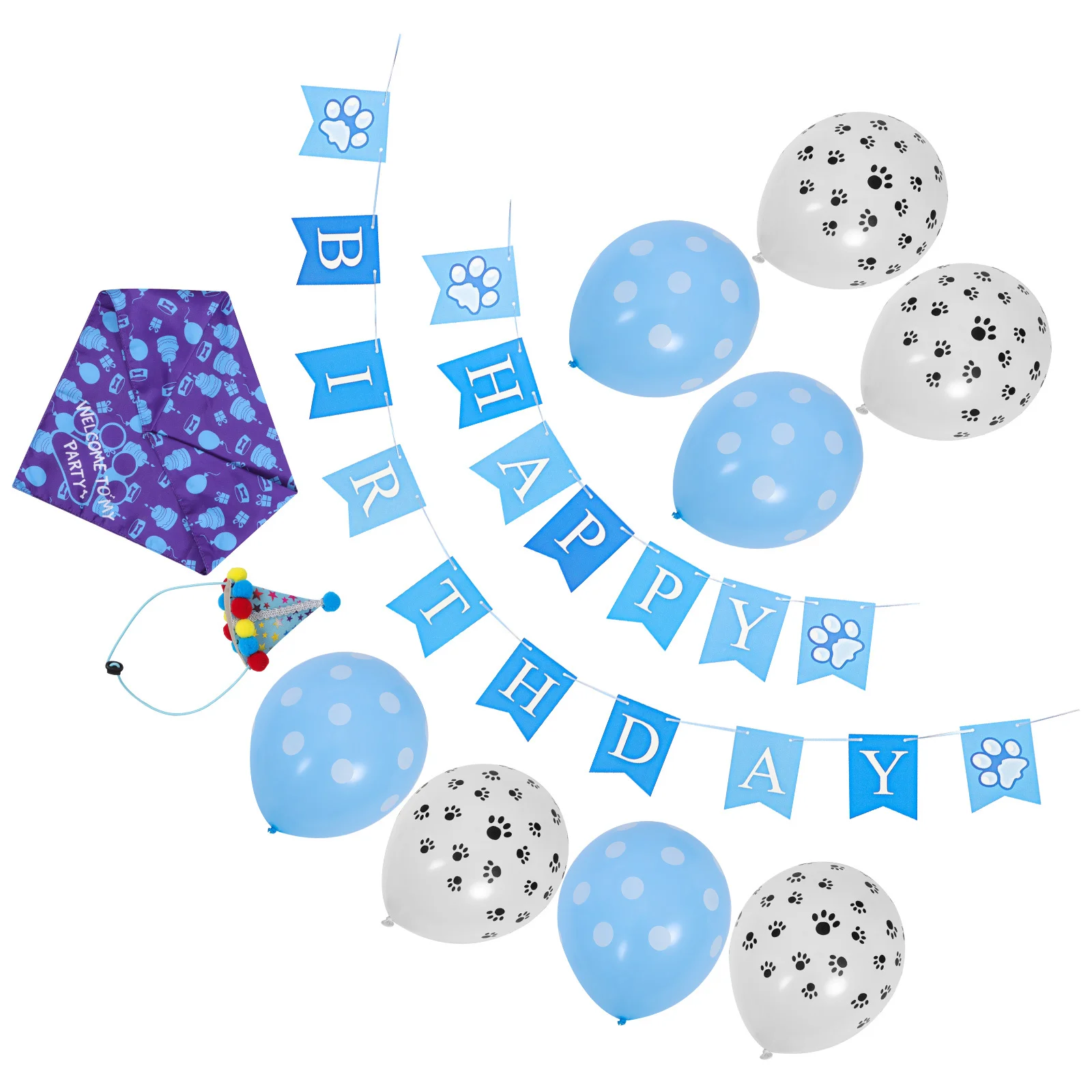 1 Zestaw Urodzinowy Kapelusz dla Zwierząt, Muszka, Śliniak na Imprezę dla Psa, Dekoracje, Ozdoba na Uroczystość dla Szczeniaka, Wielofunkcyjny Kostium