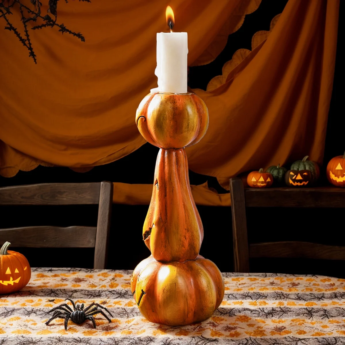 Retro Pumpkin Stack Candlestick 2