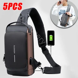 Men's Shoulder Bag Multifunction Anti Theft USB Messenger Pack Man Crossbody Cross Body Travel Sling Chest Bags Pack