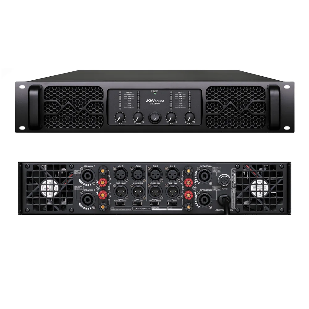 

Customized Professional Power 800W 2u Class H Amplifiers Power Digital GMX4800 4 Channel Professional Power Amplifiers for Sale