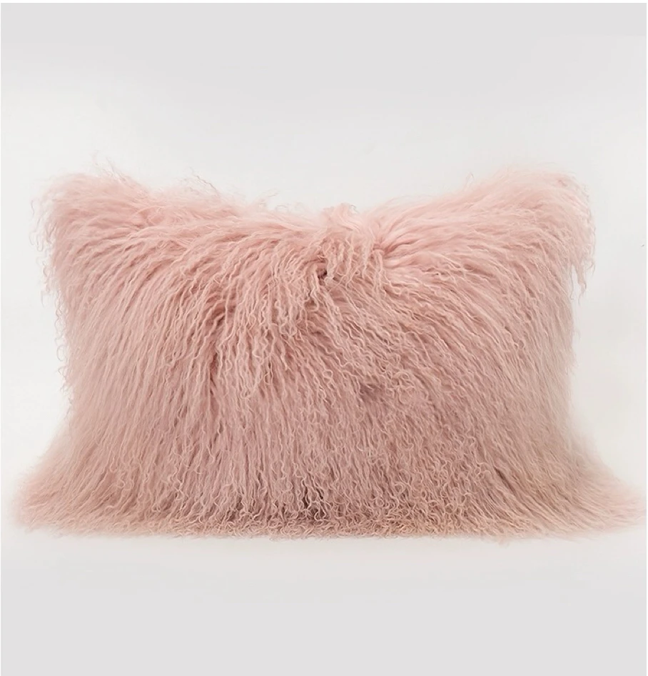 Real Mongolian Lamb Fur Cushion Cover, Sofa Cushion Cover, Home Decor, Free Shipping, CX-D-01H