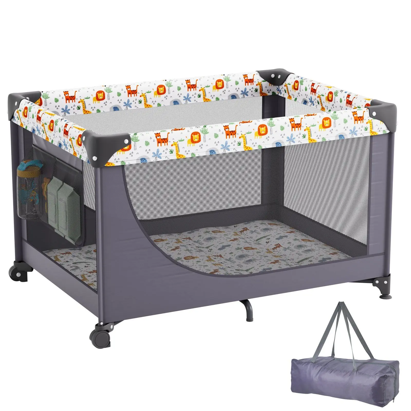 

VEVOR Baby Playpen Quick-Folding Portable Baby Toddler Fence Play Yard & Wheels