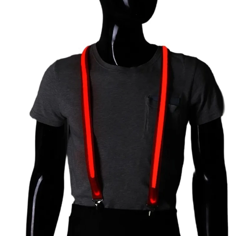 กระพริบสายคล้องไหล่สายรัดผู้ใหญ่เทศกาลดนตรี LED Suspender Brace Party Night Club ชาย Suspenders เข็มขัด