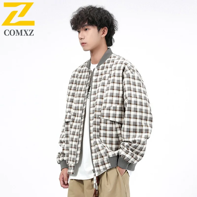 COMXZ 2025 Plus Size Mens Jacket Autumn Oversized Trendy Coat Big Tall Fashion Outerwear M 8XL Street Style Urban