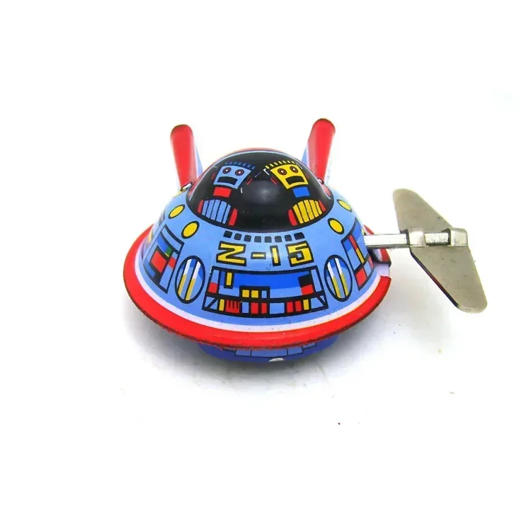 [Funny] 3pcs/lot Adult Collection Retro Wind up toy Metal Tin UFO space ship space surveyor spaceman Clockwork toy vintage toy