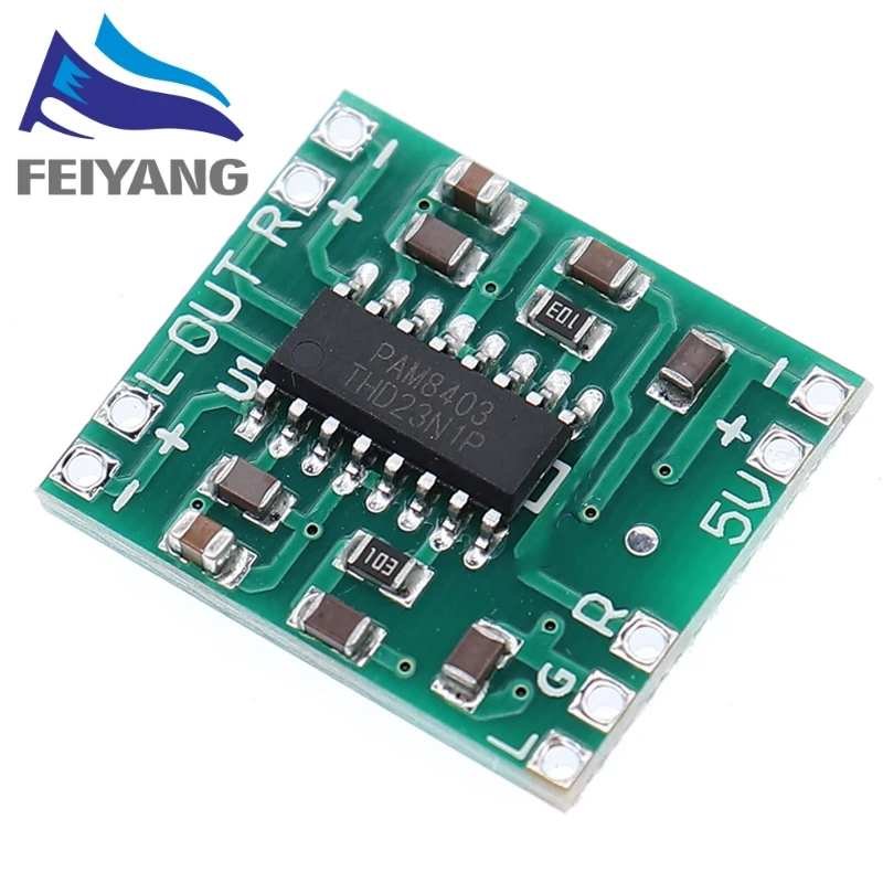 PAM8403 Super mini digital amplifier board 2 * 3W Class D digital amplifier board efficient 2.5 to 5V USB power supply