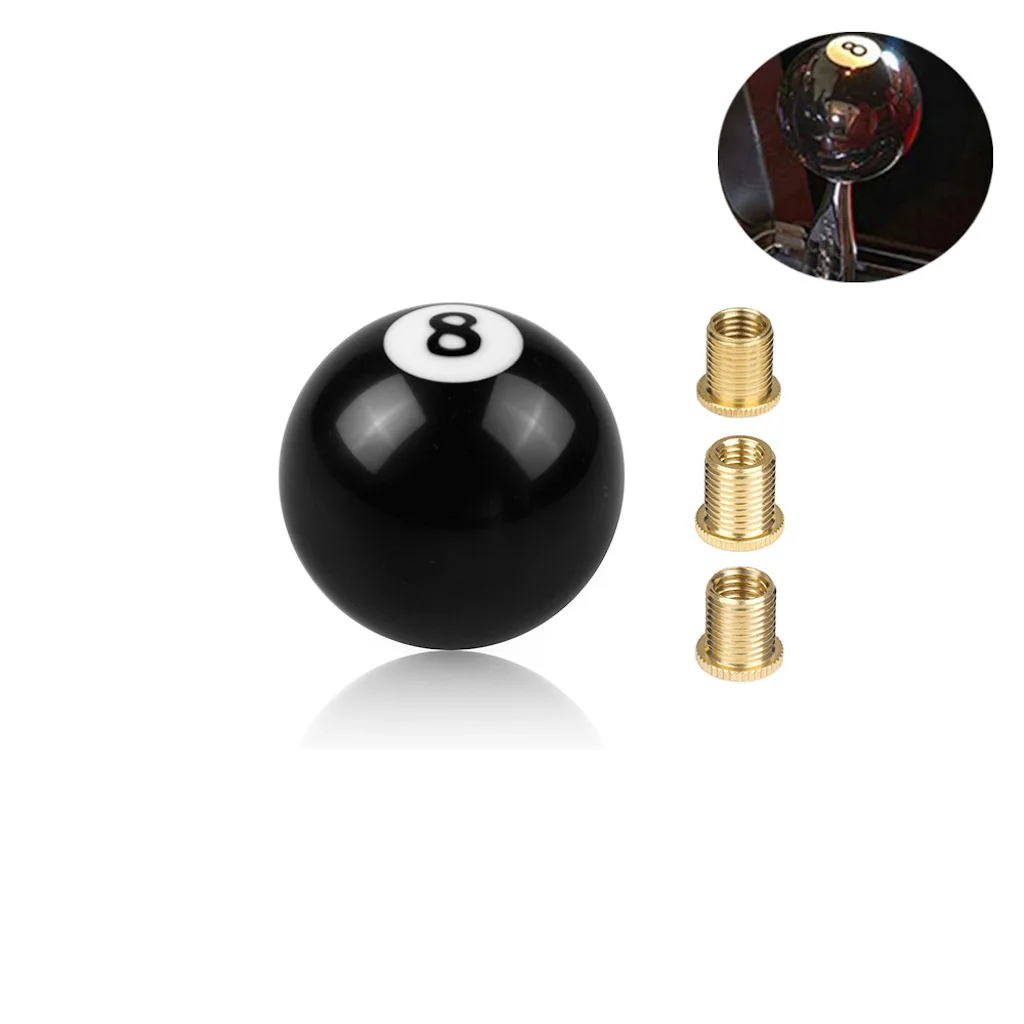 Car M12*1.25 Threaded 8 Ball Billiard Round Auto Manual Gear Shift Lever Shifter Knob 8 Billiard Pool Ball Replacement