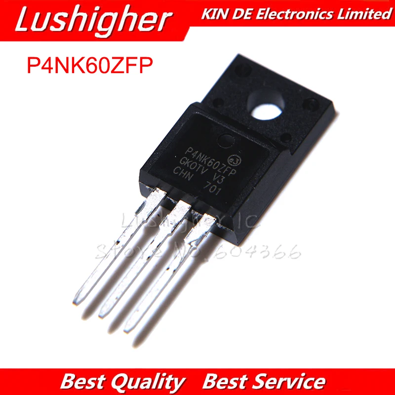 10pcs STP4NK60ZFP TO-220 P4NK60ZFP TO220  4N60 Mosfet Transistor