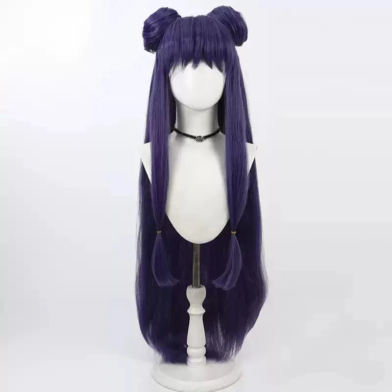 

2025 aaa Anime ½ Shampoo Ranma Nibun-no-Ichi Cosplay Purple Long Buns Heat Resistant Synthetic Hair Wigs + Wig Cap