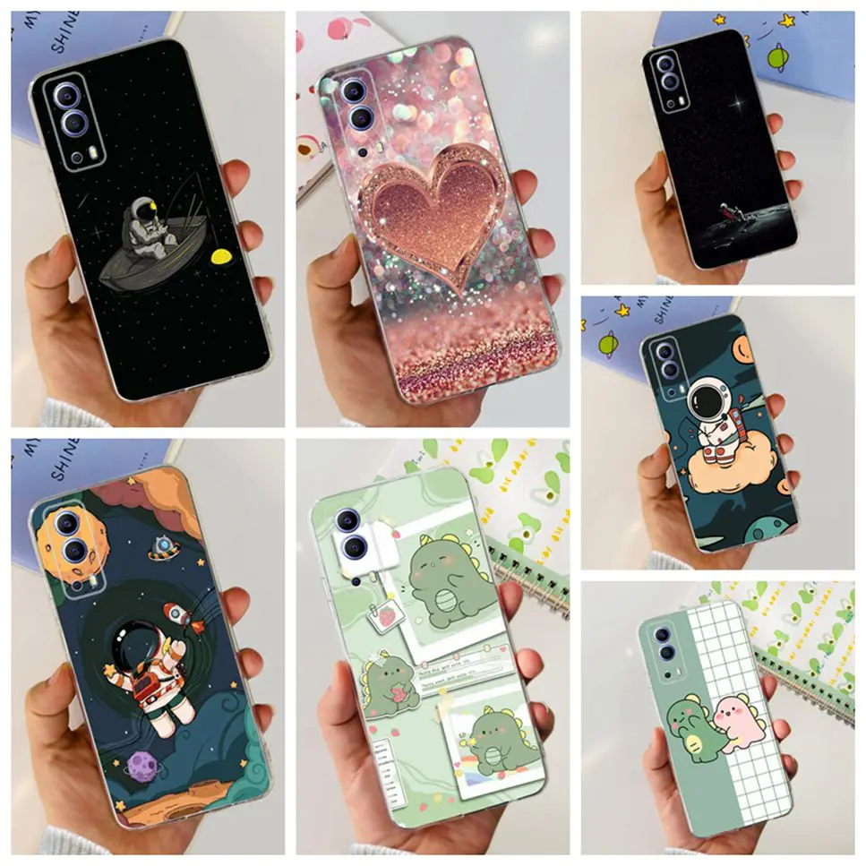 For vivo Y72 5G Case Astronaut Dinosaur Pattern Soft TPU Silicone Cover For VIVO y72 Y72 V2041 6.58