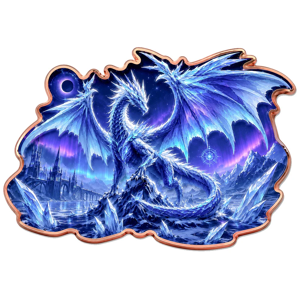 Pièce de monnaie commémorative en cuivre fin de 5 oz, motif Dragon de glace fantastique, Château de glace aurore, pièce de monnaie de collection, cadeau de décoration intérieure