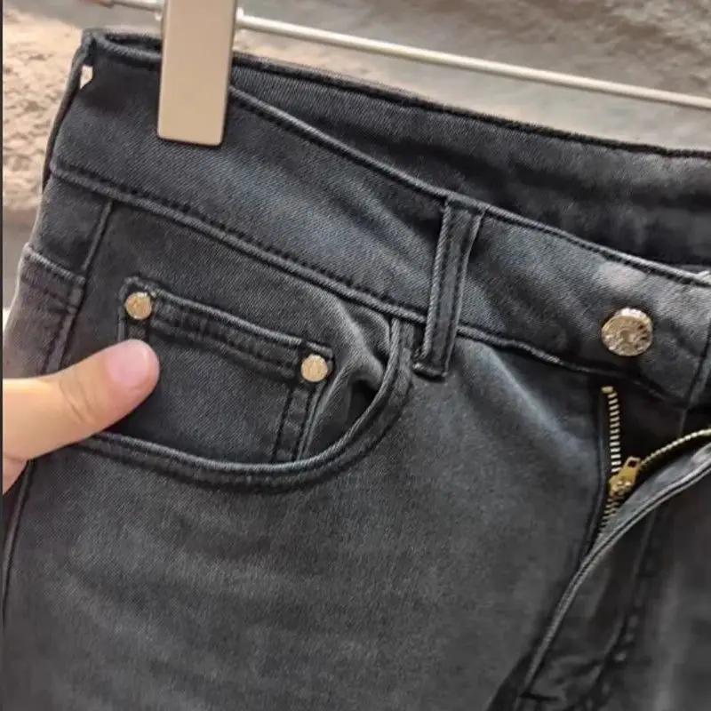 

Мужские утепленные джинсы Slim Fit из эластичной ткани, универсальные, зимостойкие, длинные брюки, молодежный стиль, приталенный крой.