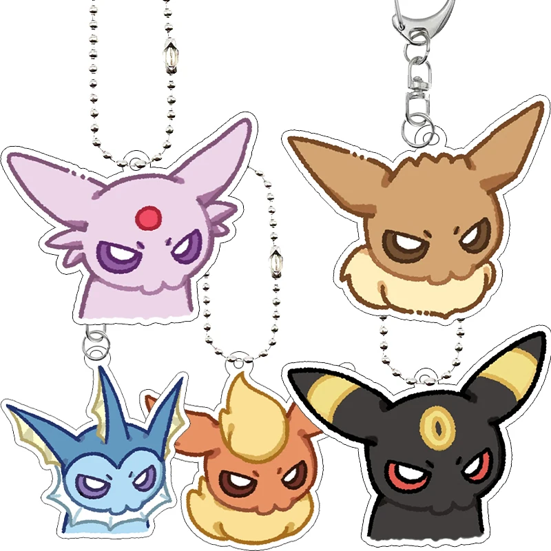 

Anime Cartoon Eevee 5cm Acrylic Keychain Kawaii Cute Figure Vaporeon Jolteon Espeon Sylveon Backpack Key Ring Pendant Gift Decor