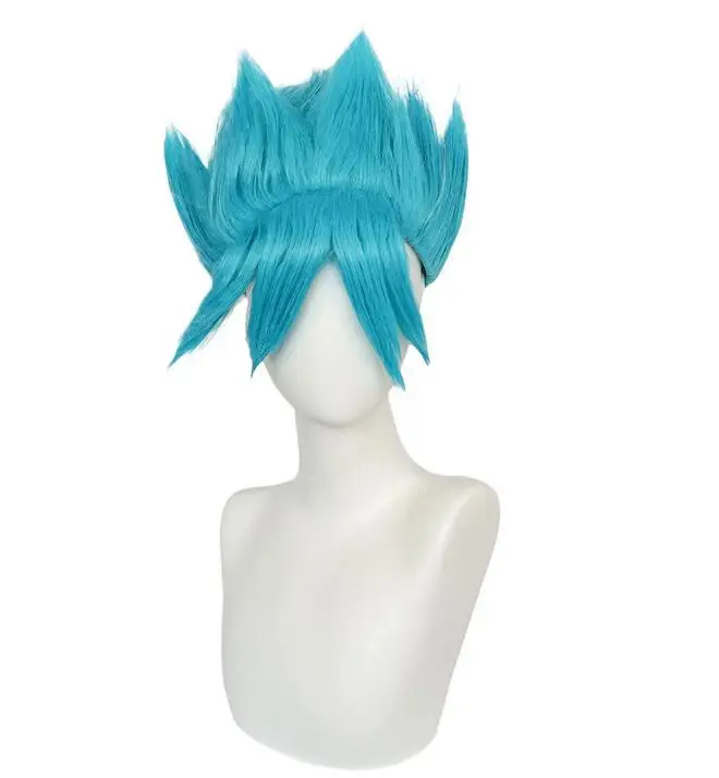 8Inch Synthetic Short Blue Adults wig Cosplay Wig for Halloween Thanksgiving Day Christmas