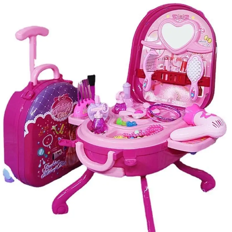 Kinder Make -up tun Make -up für Kleinkindmädchen gefälschte Make -up mit Little Girl Koffer Spielzeuggeschenk für Mädchen