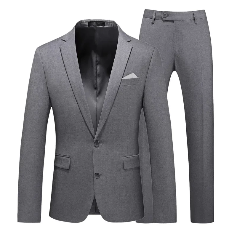 2 Piece Men\'s Business Fashion High Quality Gentleman Black Suit Set / Blazers Coat Jacket Pants Classic Trousers